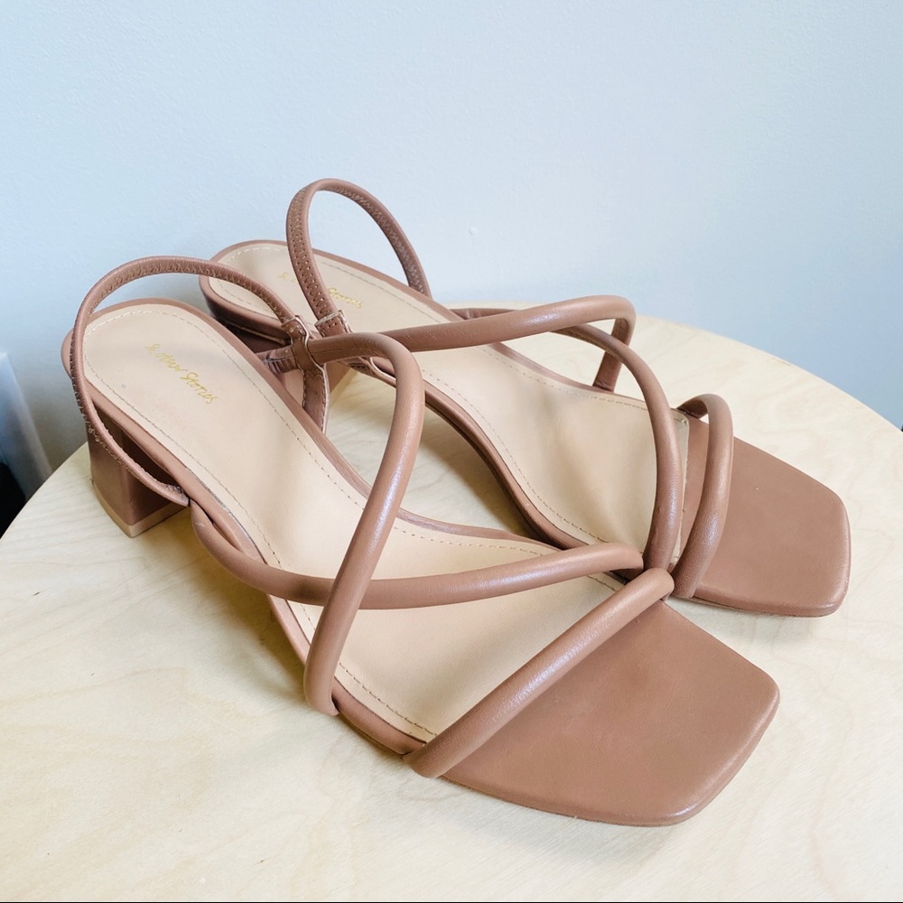 & OTHER STORIES Strappy Heeled Leather Sandals - Size 7 (EU 38)